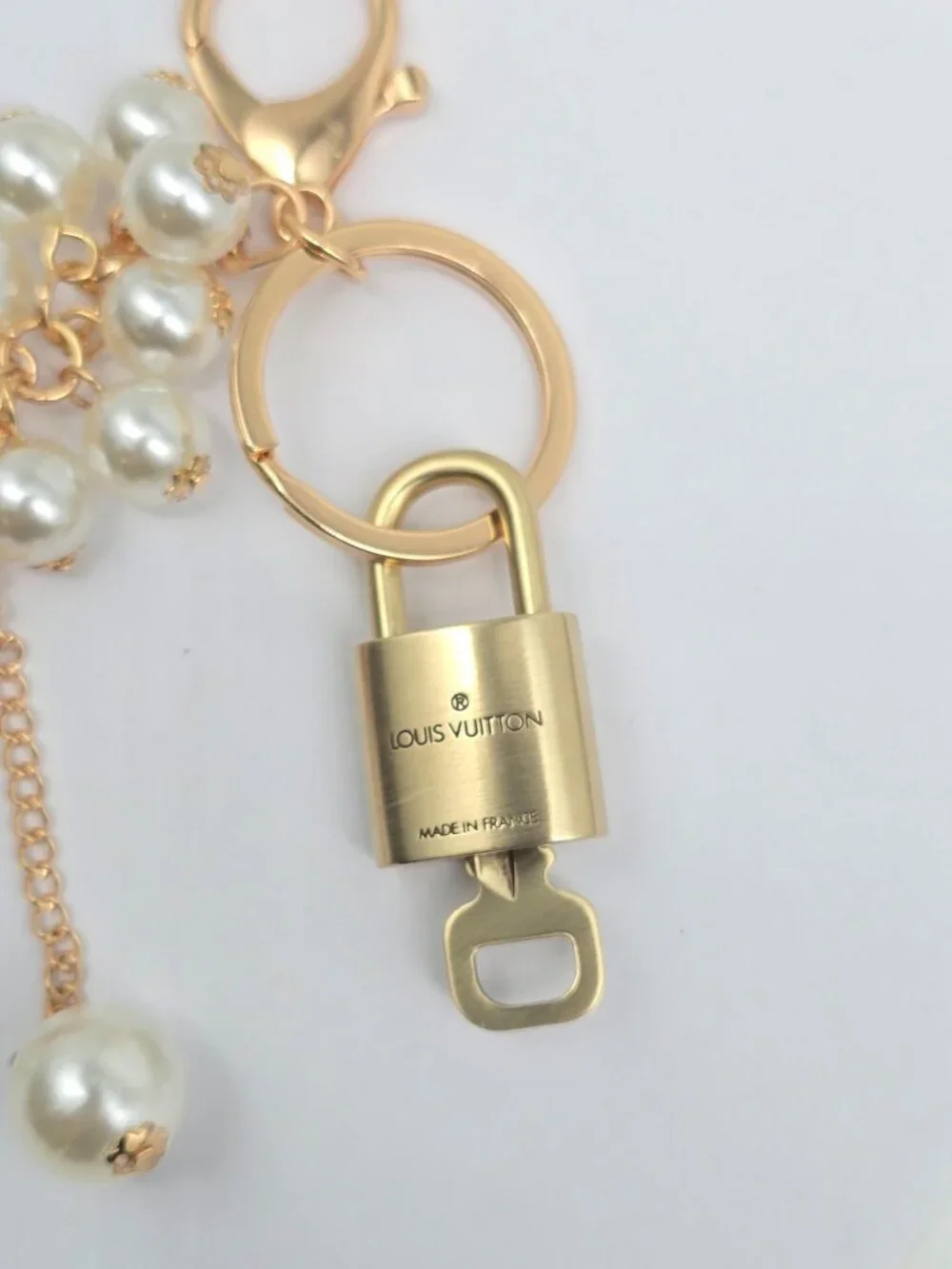 LV Gold Padlock 🔑 Authentic Louis Vuitton Charm + Unbranded Flower Keychain